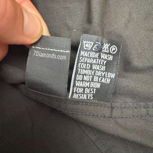 7 Diamonds Button Down Shirt Men Medium Black Long Sleeve Plaid Flip Cuff Casual - Picture 11 of 16